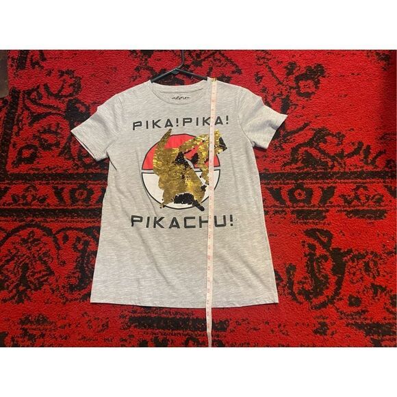 Womens Pokemon Bling T Shirt L Large Pikachu Gray Graphic Print Short Sleeve Cre - Picture 5 of 6